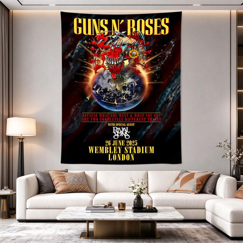 Guns N Roses Wembley 2025 Red Monster Earth Concert Poster