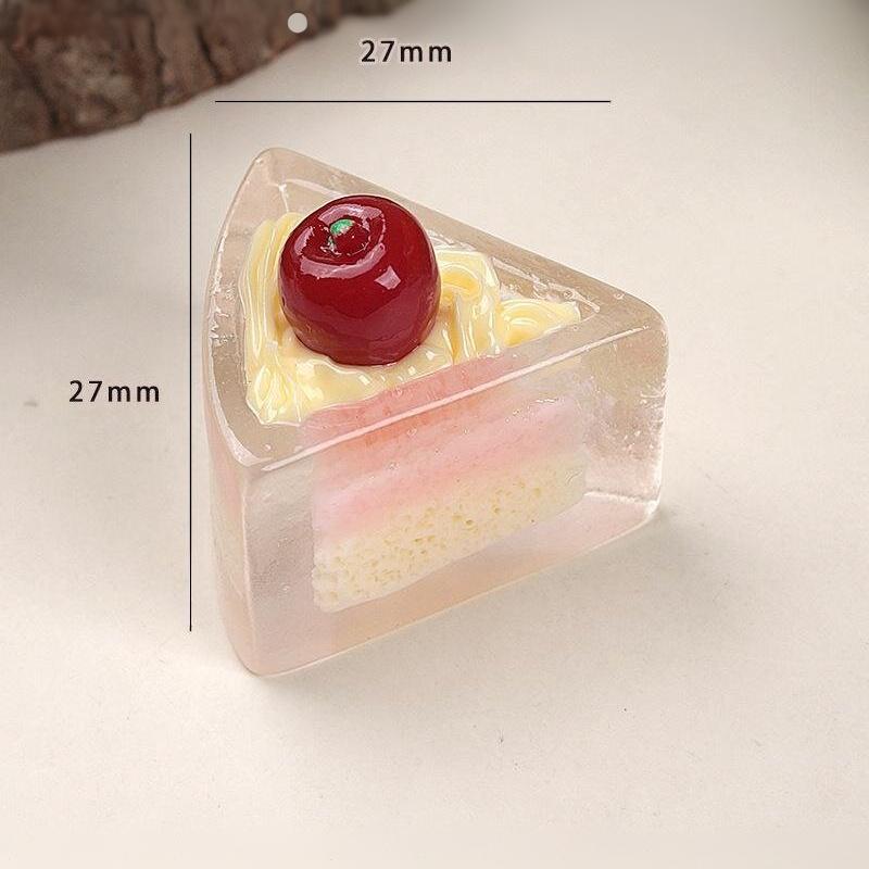 5Pcs Sweet Triangle Transparency Fruits Cake Creative Resin Decor Cabochon Diy For Handmade Dollhouse Decor Ornament Gifts