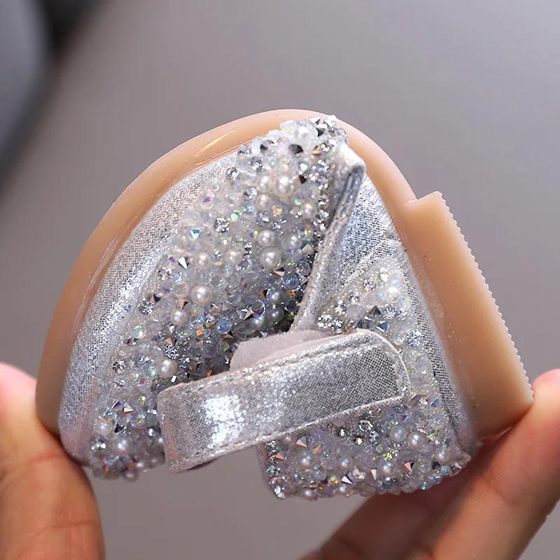 Scarpe da principessa con fiocco di perle e strass in pelle per ragazze autunnali Scarpe morbide per bambini, scarpe singole per bambini piccoli G06