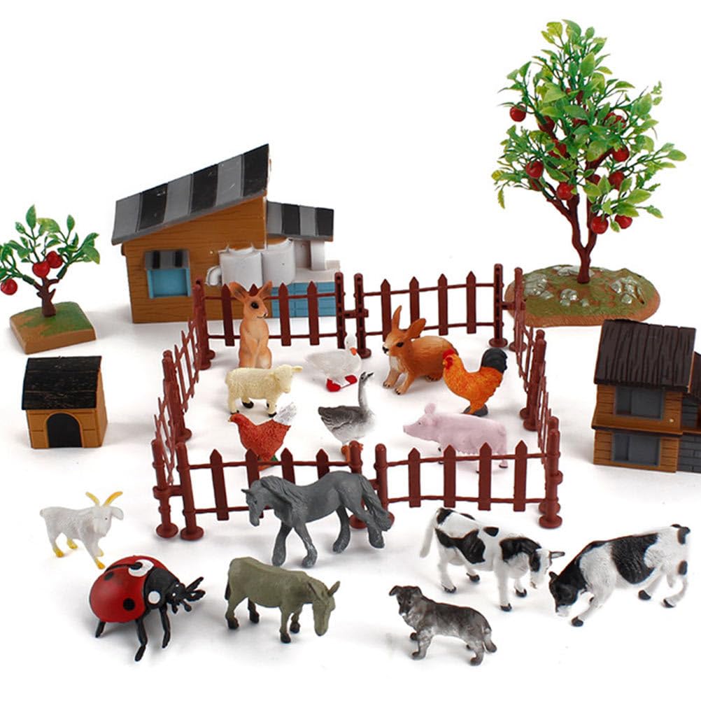 DEARMAMY Set of Farm Animal Model Realistic Miniature Livestock Farm Scene Decorative Birthday 1 Piece 28-Piece Figures, Collection, Figures, Gifts,
