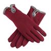New Female Autumn Winter Non-Inverted Velvet Cashmere Full Finger Warm Lace Gloves Women Cotton Touch Screen Gloves G82