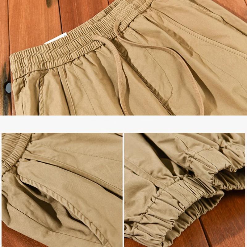 Zimní teplé kalhoty pro muže High Street ležérní khaki cargo kalhoty bavlna stahovací šňůrka elastický pas fleecové volné kalhoty mládežnická móda pánské kalhoty