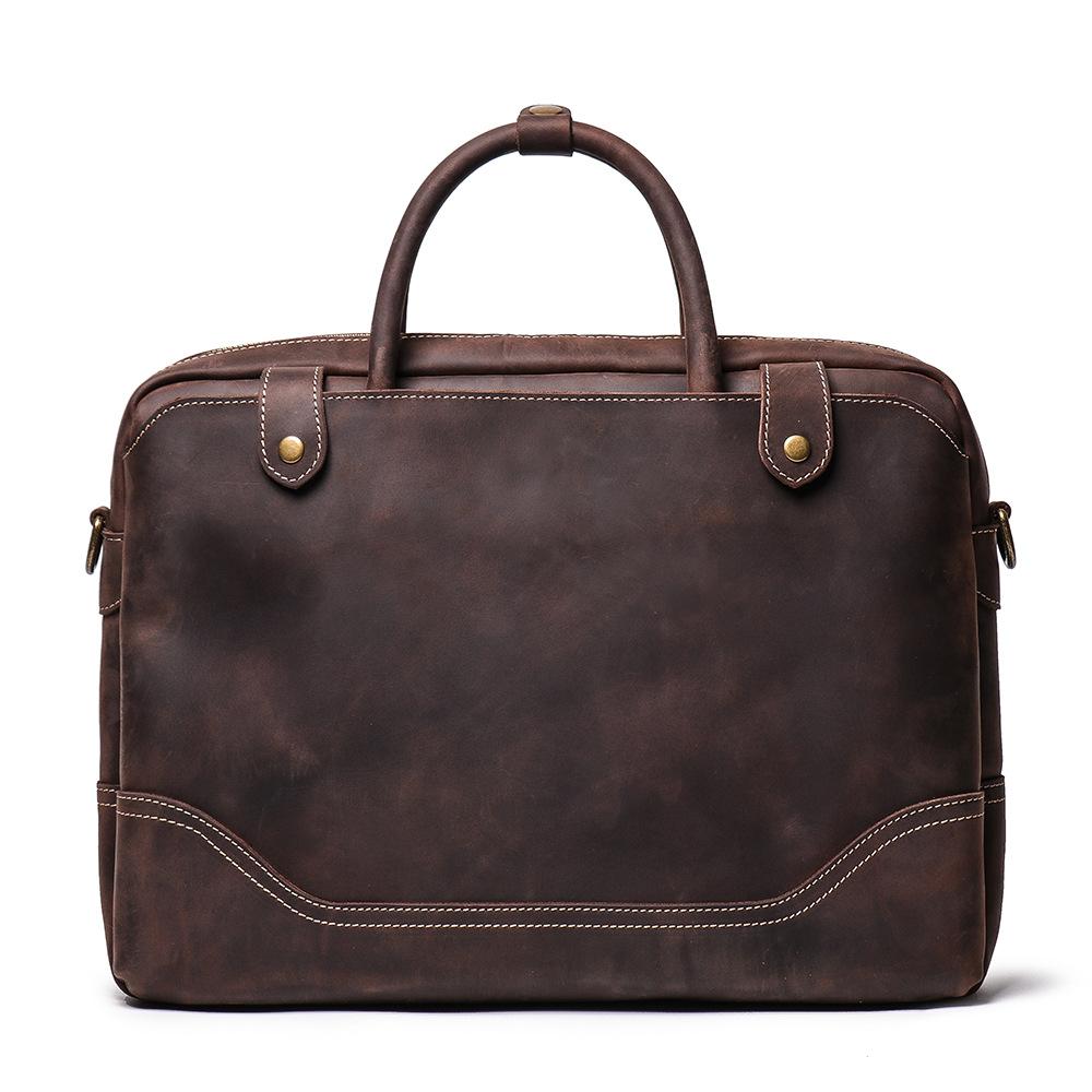 Men'S Handbag First Layer Cowhide Shoulder Oblique Span Bag Casual Retro 14 Inch Genuine Leather Women'S Computer Bag