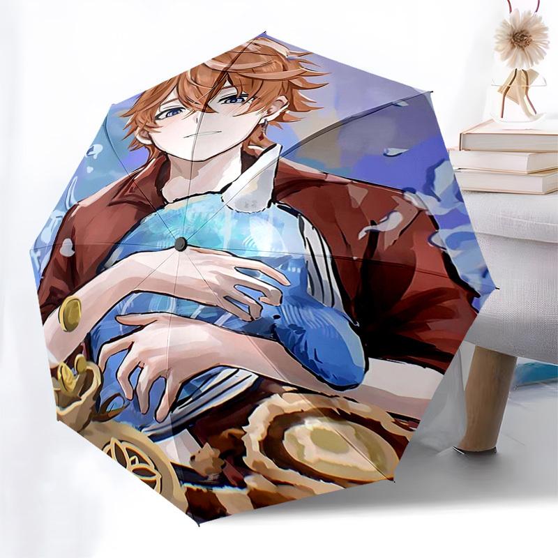 1 Stück Outdoor-Regenschirm mit Anime-Charakter-Design - Automatisches Öffnen/Schließen, Tragbares 3-fach faltbares Design, 8-Speichen-Eisenrahmen - Perfektes Geschenk für Fans,