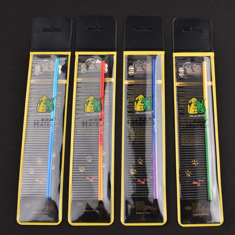 19cm Color Metal Pet Comb Long Short Needles Grooming Stainless Steel Comb Removes Loose Hair Tangles Professional Cat Dog Comb