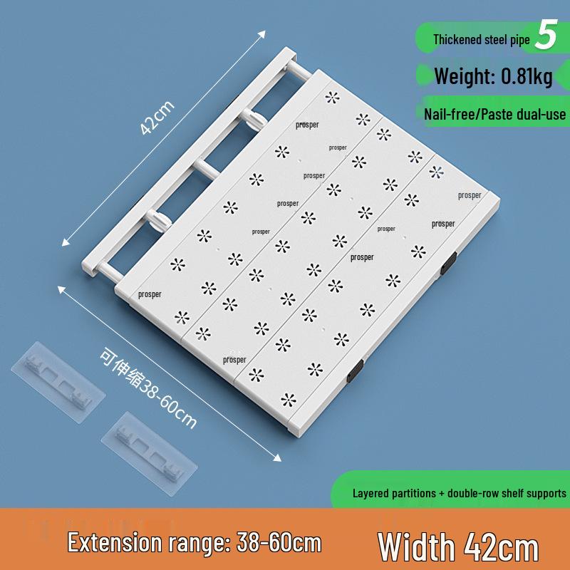 Wardrobe Divider No-Punch Shelf Storage Rack for Dormitory Cabinets and Shoe Organizers