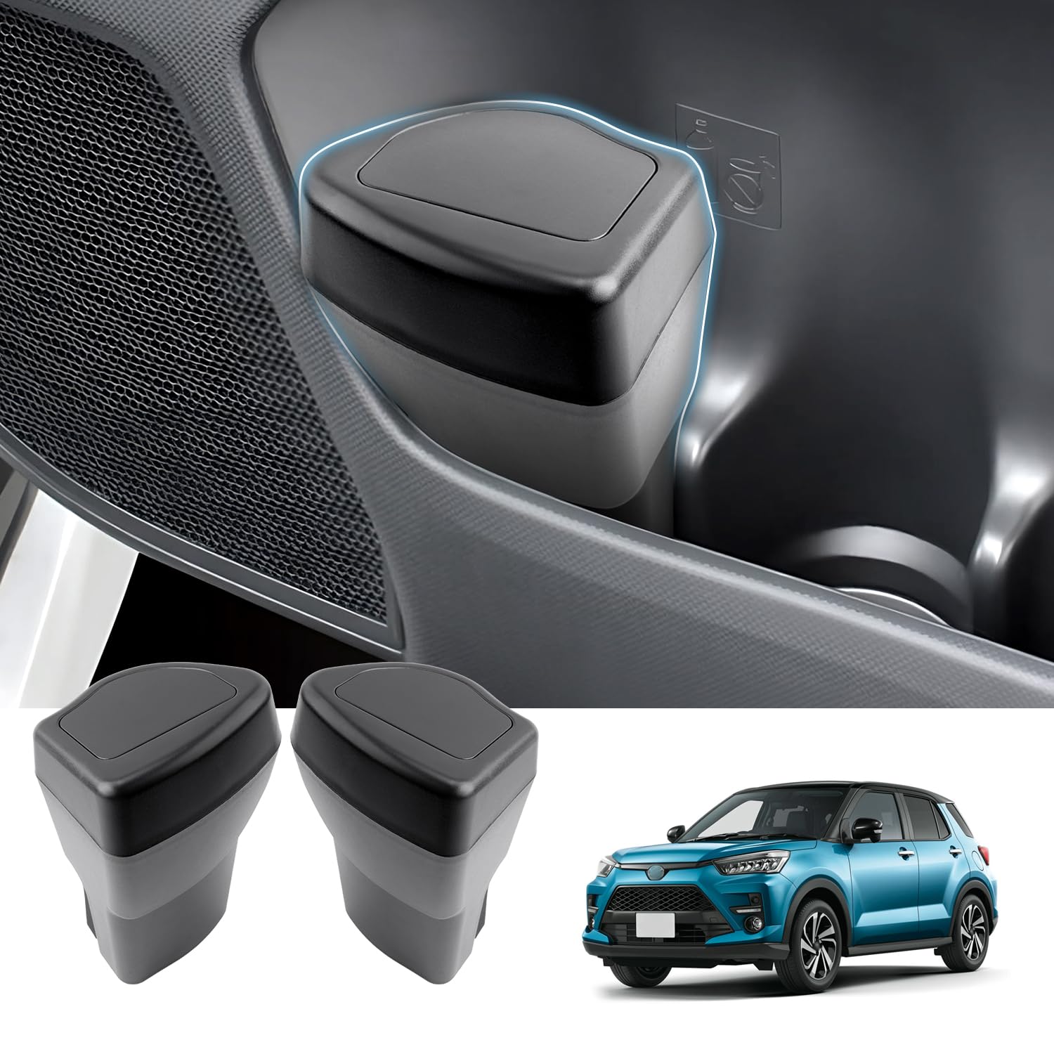 

Coleya Мусорные ведра для Toyota Rocky серии A200 Дверные мусорные ведра для водителя и пассажира Набор боковых органайзеров для хранения в автомобиле из АБС-пластика Удобные Легкие Автомобильные аксессуары чёрный