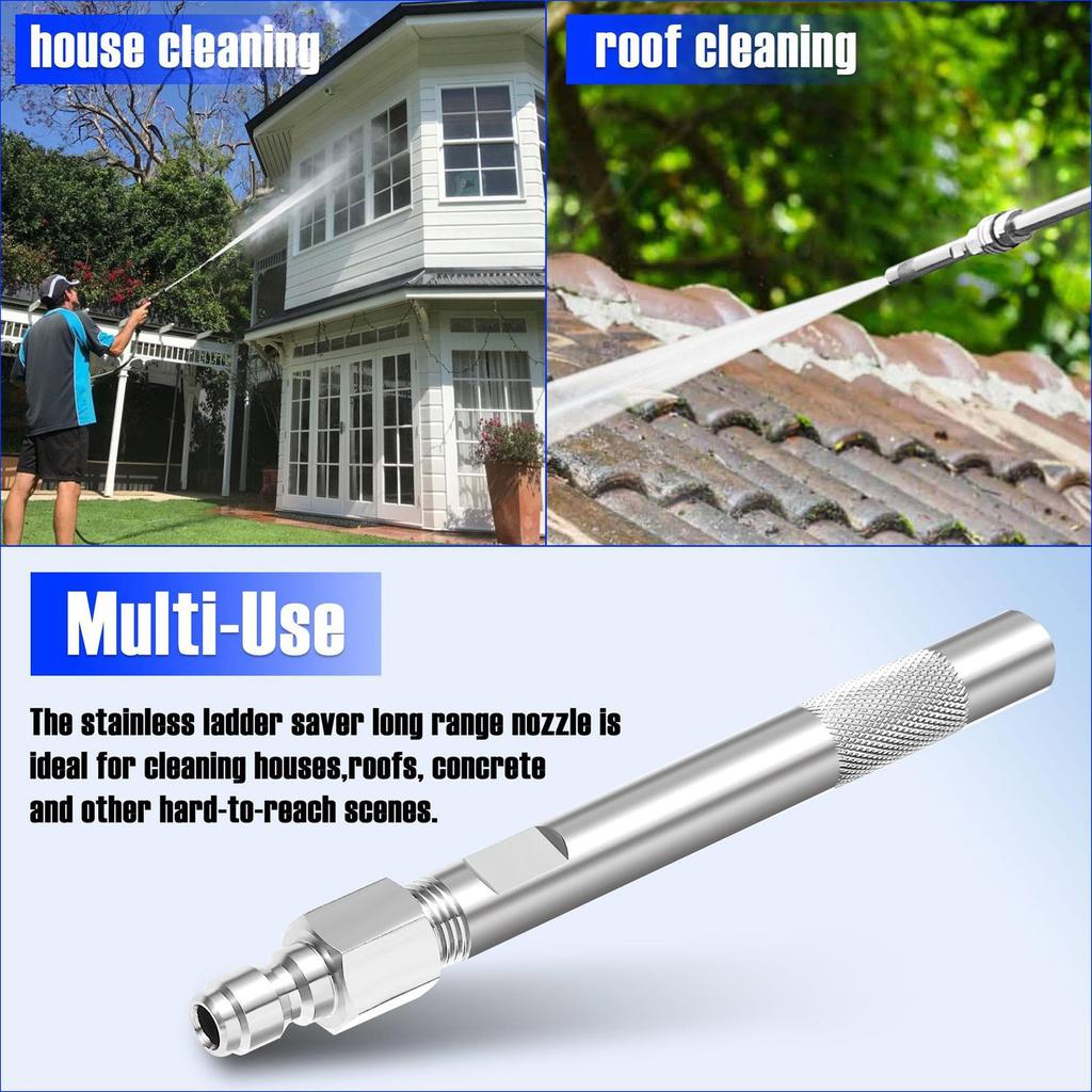Long Range Pressure Washer Nozzle Garden Irrigation Tool Stainless Steel with Quick Connecting Suitable for Cleaning Use