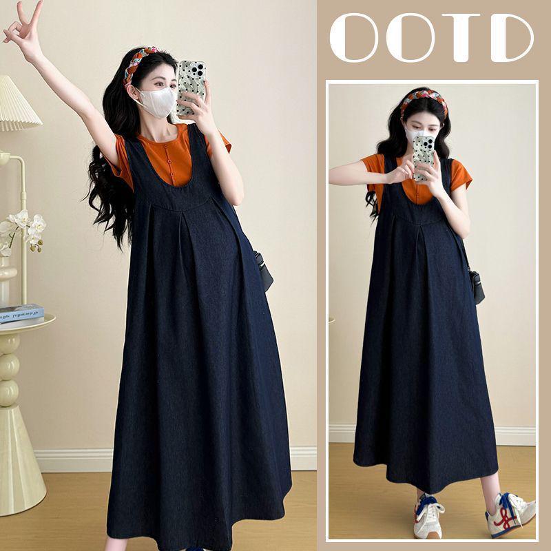 Maternity Summer Strappy Dress - Flattering Loose Fit for Outings