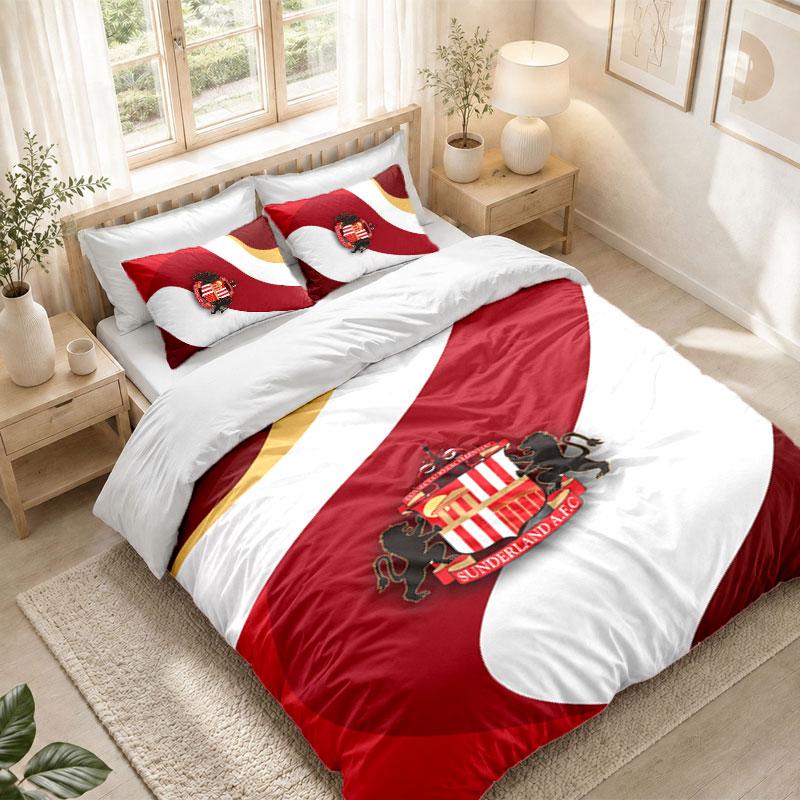 Bettwäsche-Set 1 Bettbezug 2 Kissenbezüge Sunderland Fußball-Aufdruck Schlafzimmer Heimdekoration
