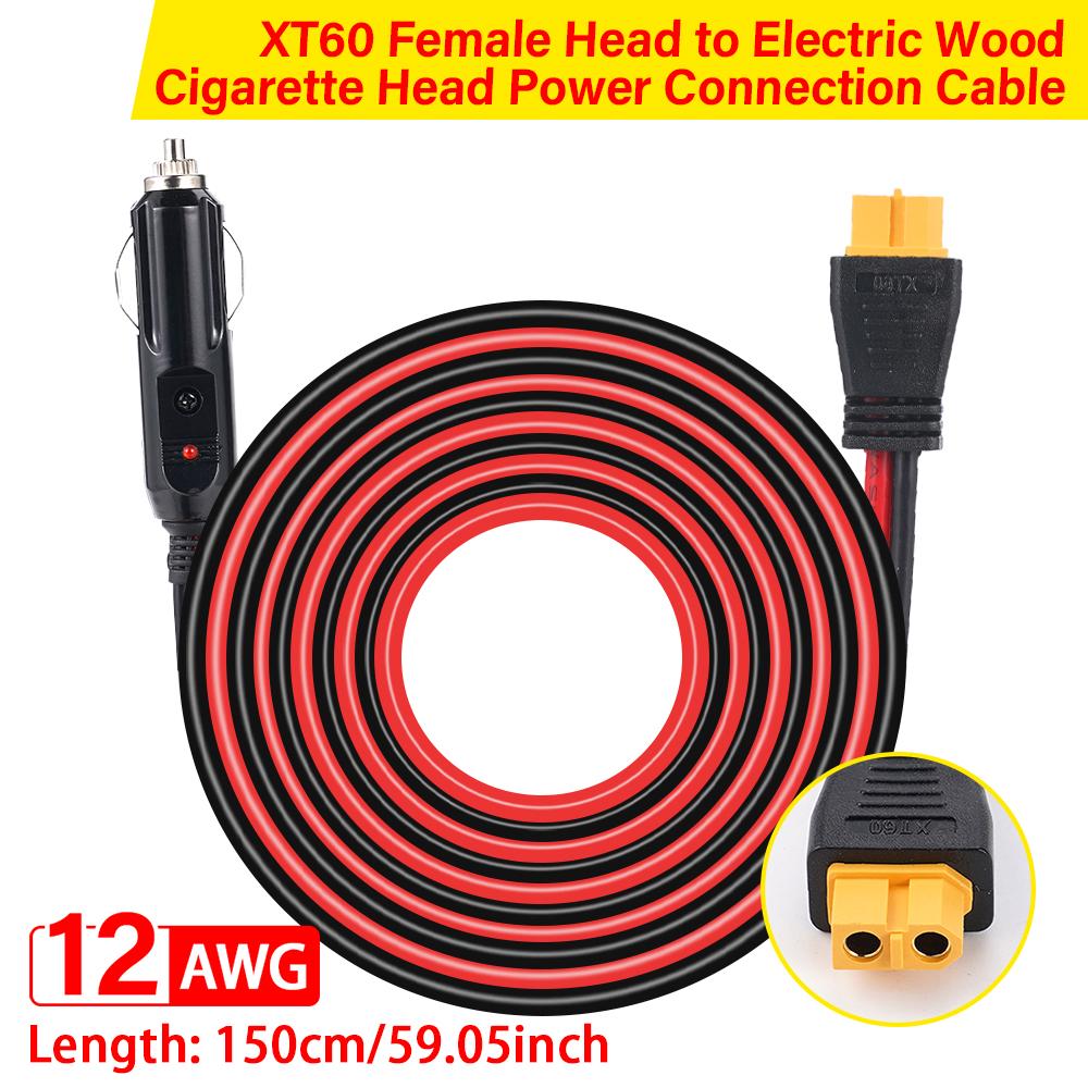 

12AWG 1.5M XT60 To Car Cigarette Lighter Plug Adapter Cable 30A for ALLPOWERS R600 R1500 R2500 S2000 Pro Ecoflow Delta/River