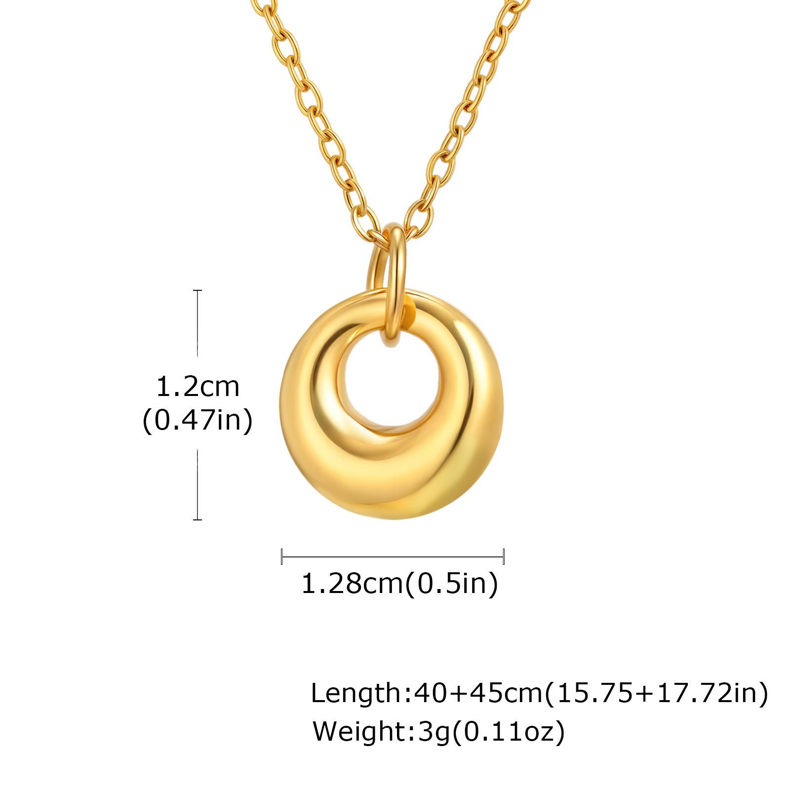 Fashion Jewelry, Stainless Steel Full Light Geometric Ring Gold Pendant Necklace Ladies