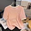 Casual Knitted T-shirt Tops Skinny Summer Women T-shirts Outwear Solid Women's O-neck Short Sleeve Bottoming Tees for Female