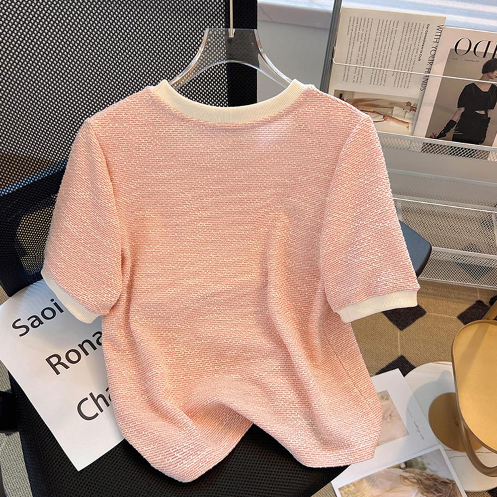 Casual Knitted T-shirt Tops Skinny Summer Women T-shirts Outwear Solid Women's O-neck Short Sleeve Bottoming Tees for Female