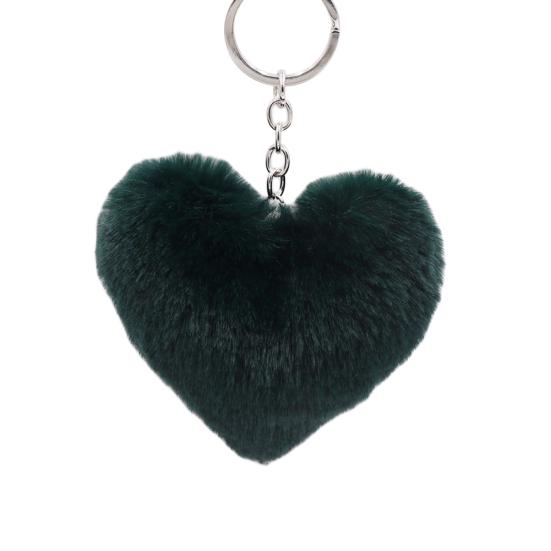 Car Handbag Pendant Heart Shape Fluffy Keychain Key Buckle Pompom
