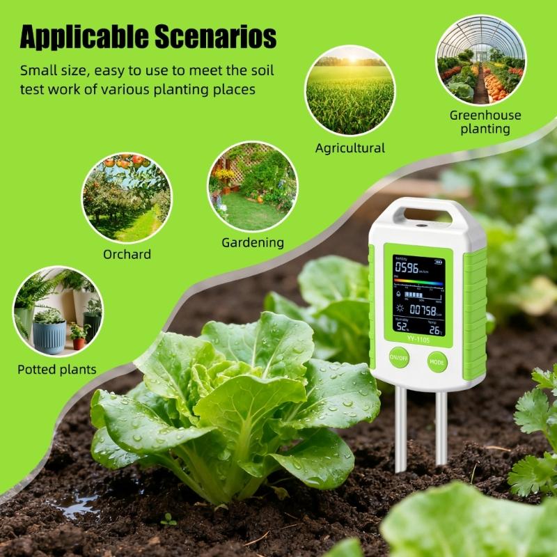 6 In 1 Soil Testing Meter Set Measure Humidity Acidity Sunlight And Heat For Gardening Farm And Greenhouse Indoor Plant