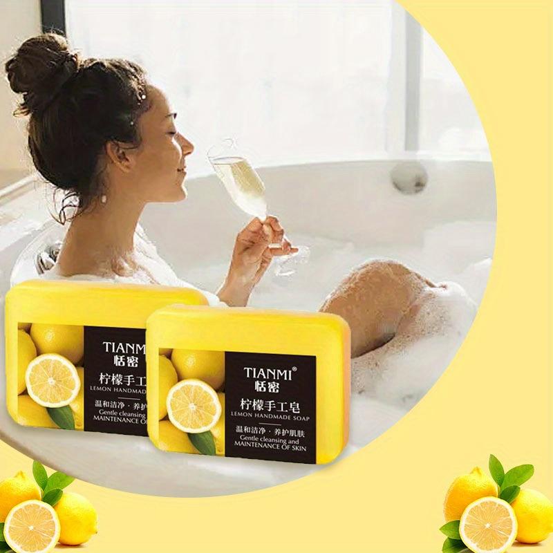 2PCS Lemon Handmade Soap, Moisturizing and Cleaning, Suitable for All Skin Types, Can Be Used by Both Men and Women,