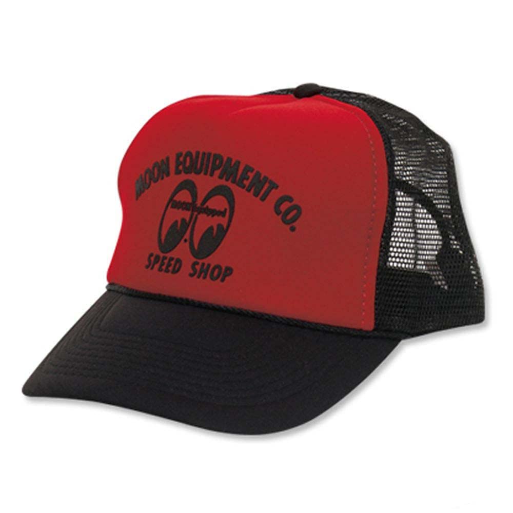MOONEYES MOONEYES MOON Equipped Speed Shop Mesh Cap One Size Fits Hat, Red-Black, Most, MQC-005
