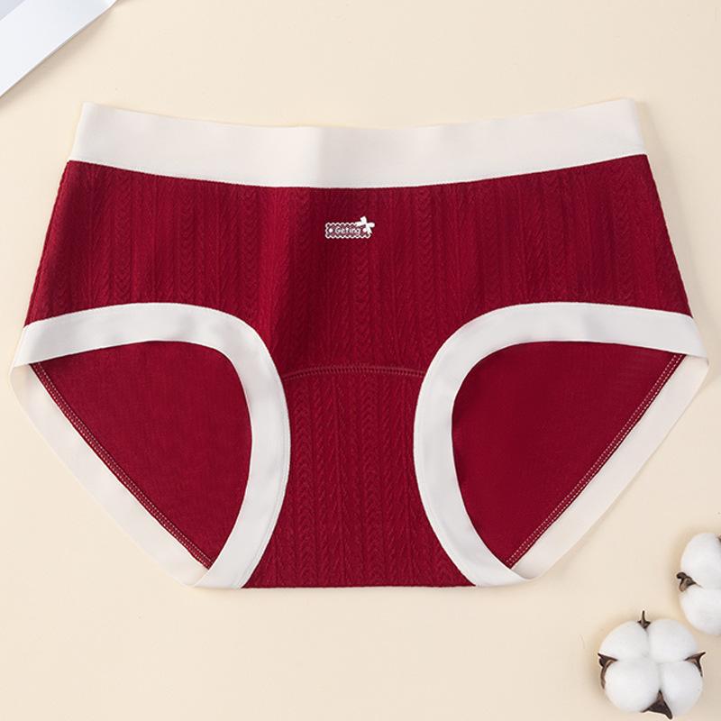Women's Spring and Autumn Year Red 10A Antibacterial Extended Crotch Triangle Briefs