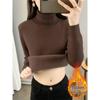 2025 Autumn/Winter Women's Plus Size Knit Fleece Sweater Dress: Slimming, Warm, Stylish Inner Layer