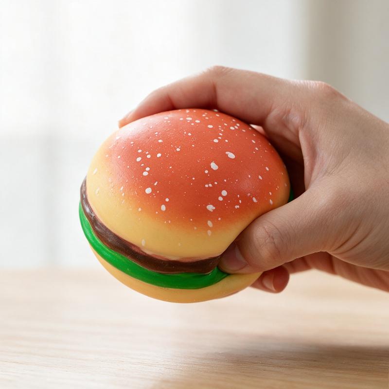 Hamburger Squishy Stress Ball Soft Pinching Toy Anxiety Relief Sensory Fidget Toy Cute Desktop Accessory For Office Home