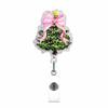 Glitter Acrylic Christmas Tree Retractable Badge Reel Clip Rotatable ID Name Card Buckle Holders Xmas Gift for Nurse Doctors