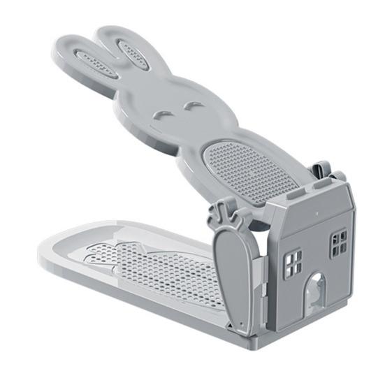 

Подставка для обуви, полка для хранения в форме кролика, нескользящая конструкция, двухслойная регулируемая подставка для обуви, тапочки на высоком каблуке, полка-органайзер