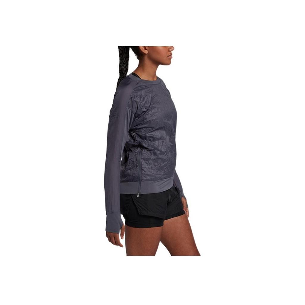 Nike Printed Logo Crew Neck Lightweight Pullover Running Long Sleeve Sweatshirt Women Tops Black 929129-081