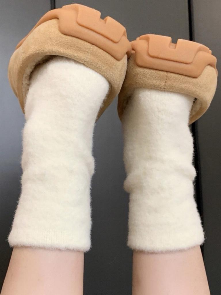 Thickened Australian Velvet Solid Color Medium Tube Socks Children'S Socks Velvet Coffee Color Confinement Socks Casual