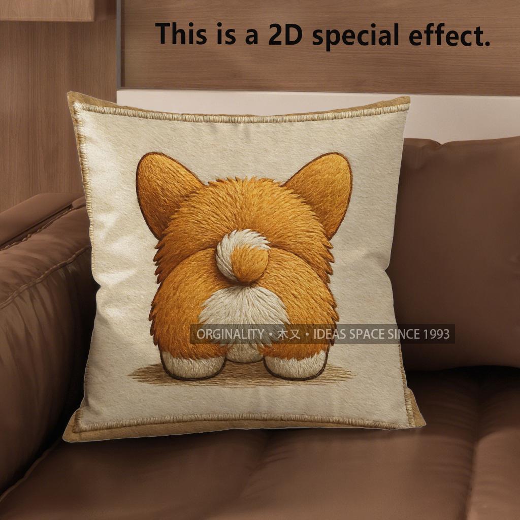 2D Corgi Butt Patterns: Adorable Pillow Covers Pattern Cushion Cover Suitable For Sofa Bedroom Car Pillow Cover