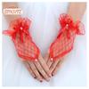 1 Pair Wedding Gloves Lace Fingerless See Through Bow-knot Thin Bride Party Gloves Female Vintage Soft Short Gloves