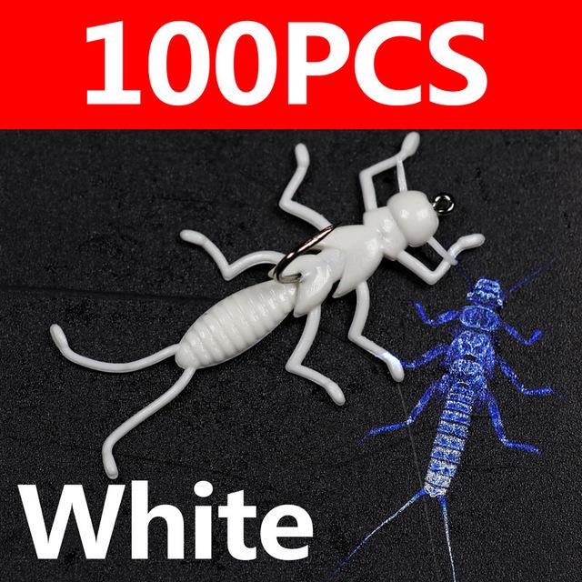Bimoo 100PCS м’яка приманка Stonefly Lure Bait для лову краппі форелі Приманка для лову дрібних комах з гачком Pan Fish Fishing
