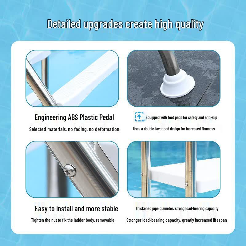 Jundingying Thickened Fixed 3+3 Step Stainless Steel Pool Ladder