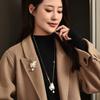 Herbst und Winter Lange Halskette Damen Muschel Schmetterling Perlen Anhänger Pullover Kette Ein Zwei-Trage-Kleidungsstück