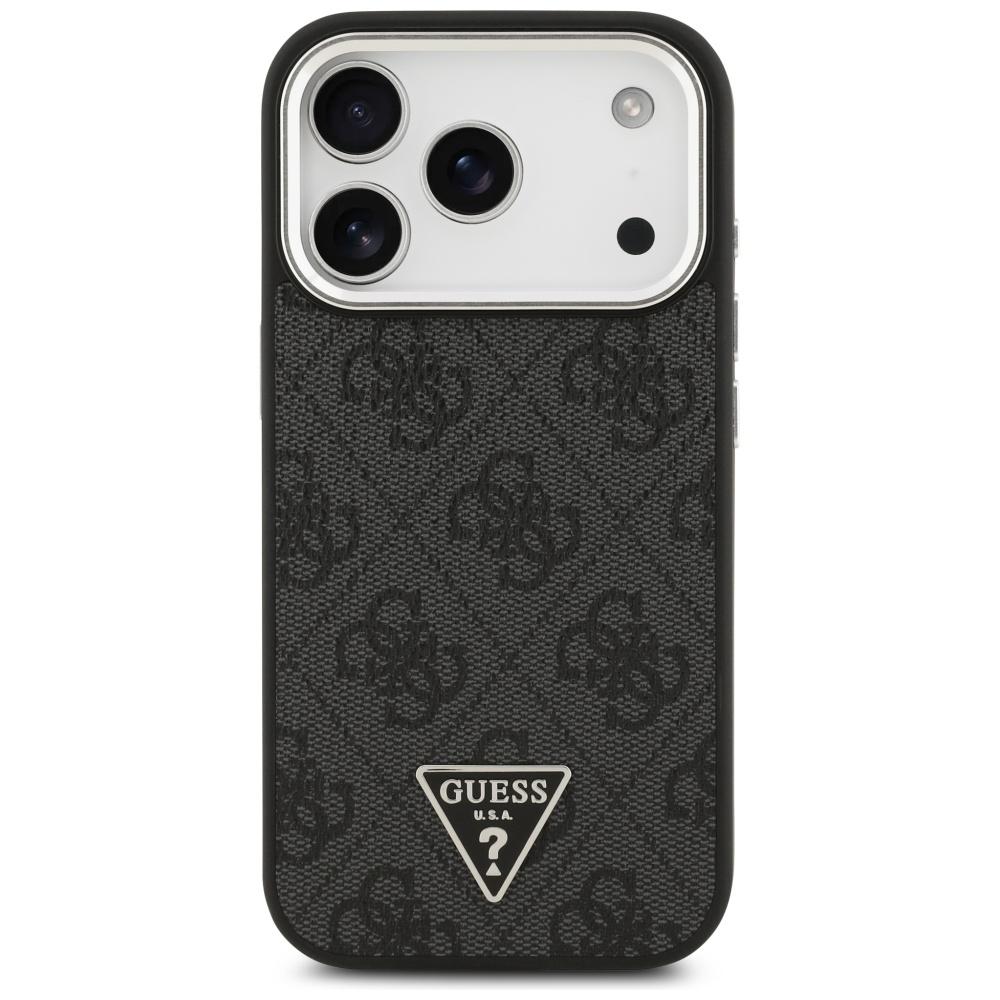 Coque Guess 4G Logo Triangle MagSafe pour iPhone 17 Pro noir argent