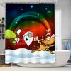 Tu Christmas Shower Curtain Santa Claus Reindeer Holiday Festive Bathroom Decor Waterproof Fabric Xmas Pattern Backdrop