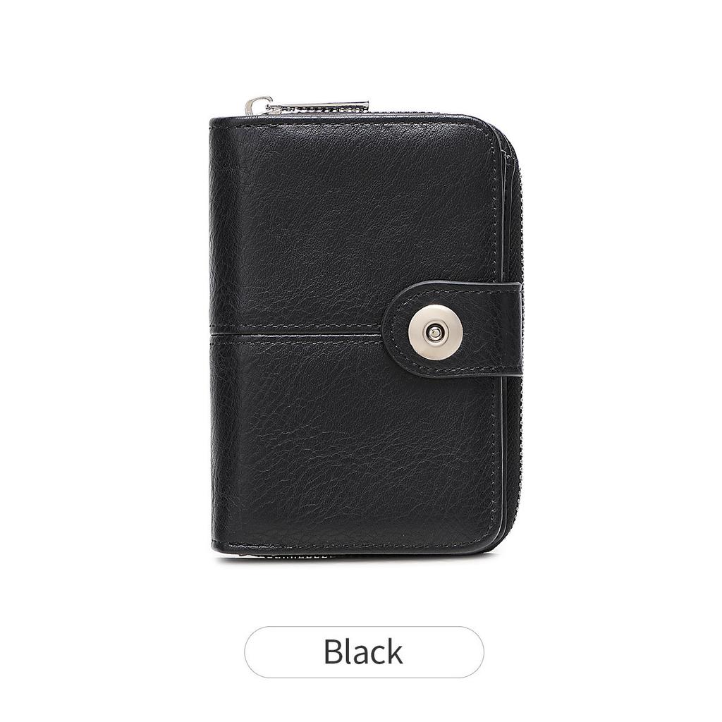Short Women's Wallet, Retro Multi-card, Two-fold Zipper Card Bag, Coin Change Bag.