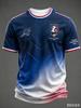 Francia Camiseta de Fútbol Insignia del Gallo Galo Galón Tricolor Manga Corta Top de Entrenamiento Deportivo para Aficionado al Fútbol Combinación Familiar