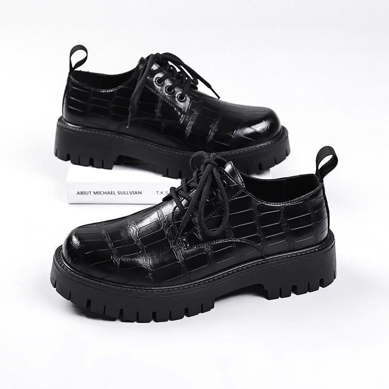 

2025 Кожаные туфли мужские на платформе британский стиль тренд деловой костюм увеличение роста повседневные мужские большие кожаные туфли 98134-W 38 чёрный