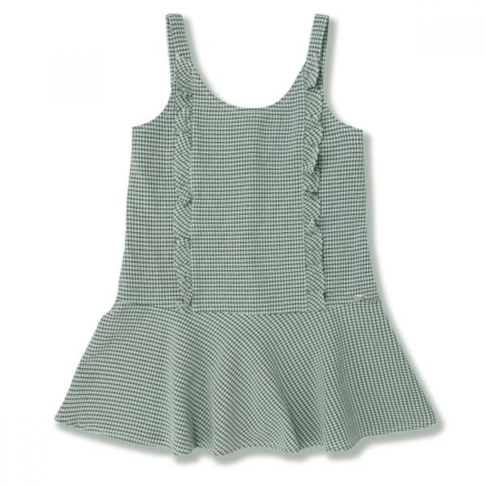 

[renoma Kids] Girls Green High Check Strap Dress R1822o624 R1822O624_12 (green)/160