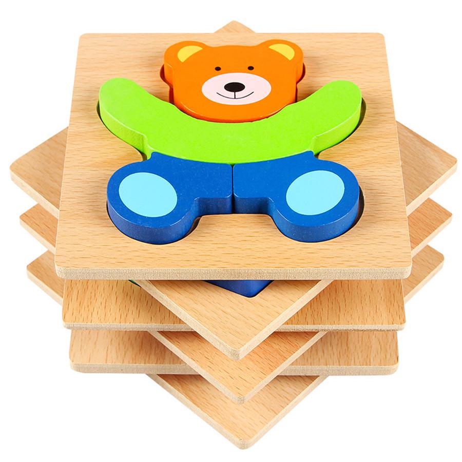 Children Wooden Toy Fruit Animals Transportation 3D Jigsaw Puzzle