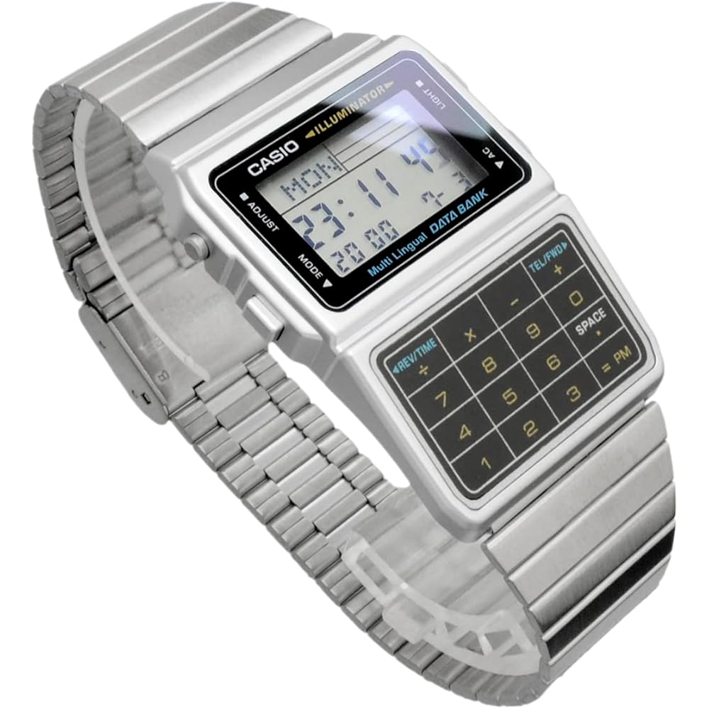 Casio Data Bank DBC-611-1 Digital Watch Men's Silver Black Stainless Steel