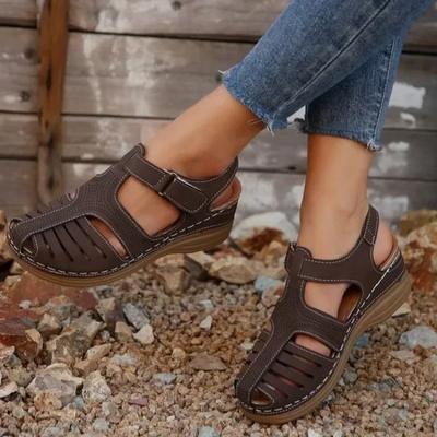 Fashion Wedge Vulcanized Shoes Women’s Summer Soft Sole Beach Sandals Premium Orthopedic Casual Hook & Loop Sandals Zapatillas De Mujer