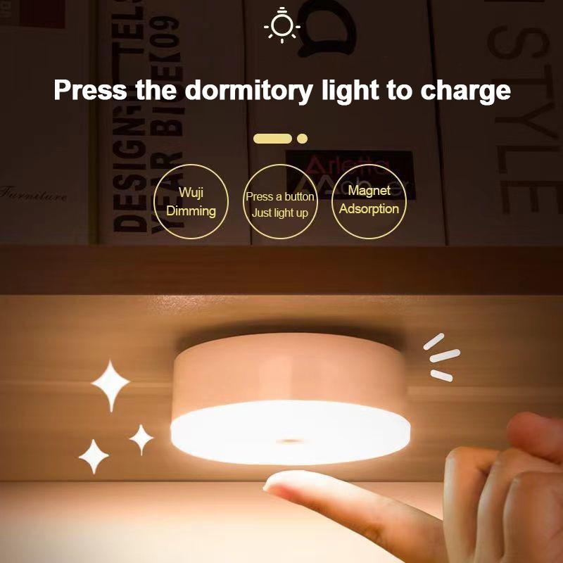 Mini LED dotykový senzor noční světla USB dobíjecí Kuchyň Ložnice Magnetická základna Nástěnné světlo Kulaté přenosné stmívací noční lampa
