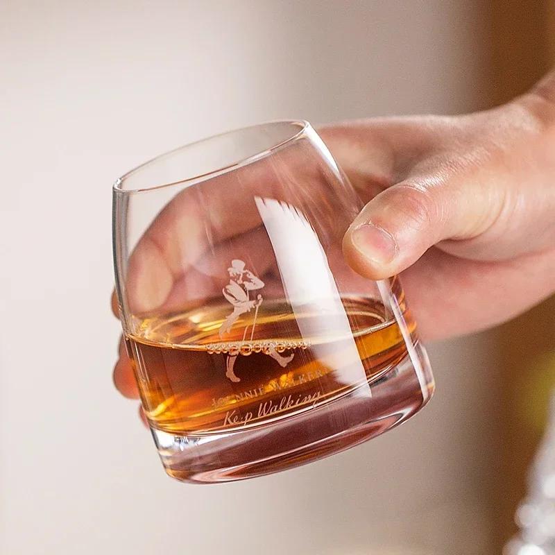 Set Whiskey Johnnie Walker Pahare de 2, Pahare Whiskey 10 OZ, Pahare Rocks pentru Scotch, Lichior Vodcă, Bourbon, Cadouri Whiskey