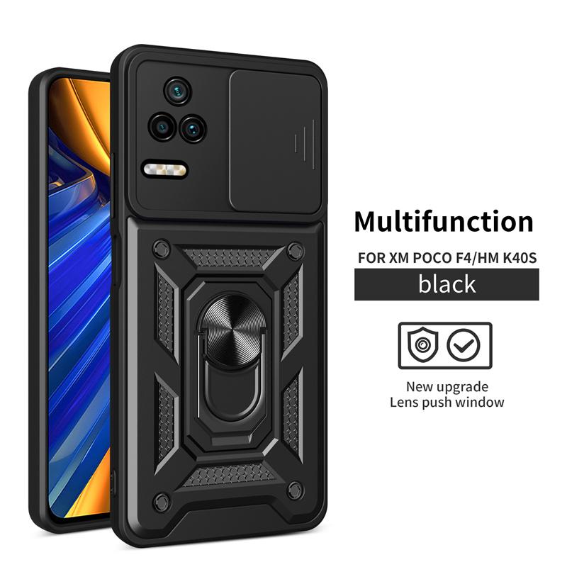 For Xiaomi POCO F4 5G Case Magnetic Ring Bracket Armor Back Cover For Poco Poko Pocco Little F4 F 4 Slide Camera Protect Shell
