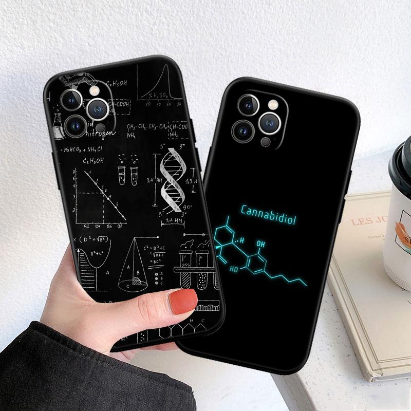 CJ27 Chemical Maths Equation Formula Soft Shell Phone Case for iPhone 16 15 14 13 12 Pro Max Plus Mini