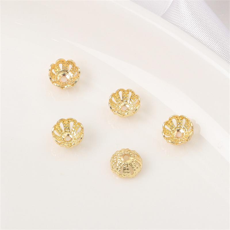 14K Gold Filled Flower Cap Bracelet DIY Jewelry Accessories with White Gold Beaded Spacers