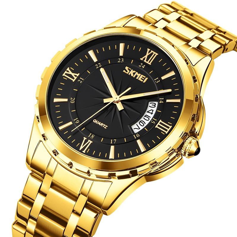 Skmei Luxury Bracelet Watches for Mens 30m Waterproof Analog Display Quartz Calendar Wristwatch Stainless Steel Strap