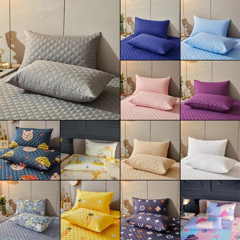 Solid Color 2Pc Waterproof Quilted Pillowcase Pillow Cover Case 48x74cm Pillowsham Anti-Mite Anti-Bacterial Bedroom